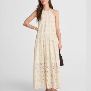 Madewell Cream Eyelet Halter Maxi Dress